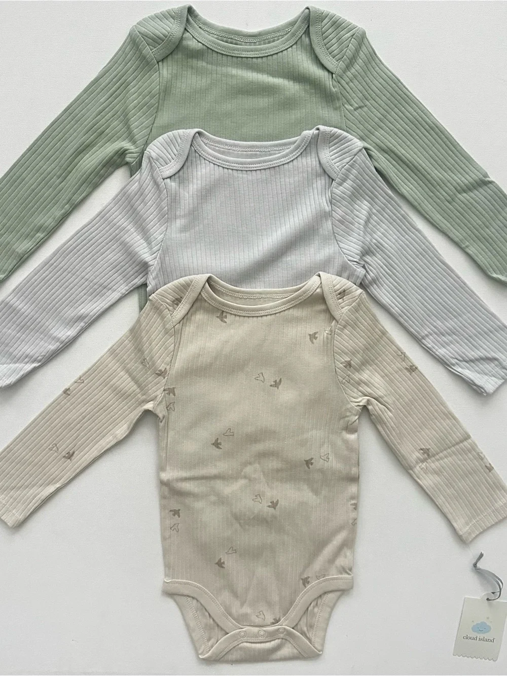 cloud island Ribbed Long-Sleeve Baby Onesies Size 18 Months